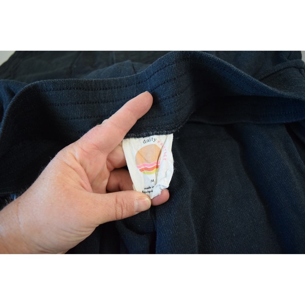 Daily Practice by Anthropologie Tie Waist Black Wide Leg Medium Sweatpant - Picture 3 of 3